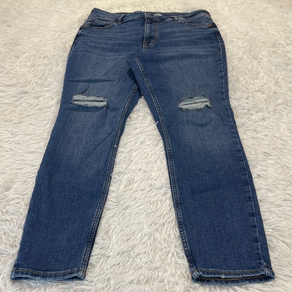Old Navy DISTRESSED Blue Jeans ROCK STAR HIGH RISE SUPER SKINNY SIZE 10 SHORT